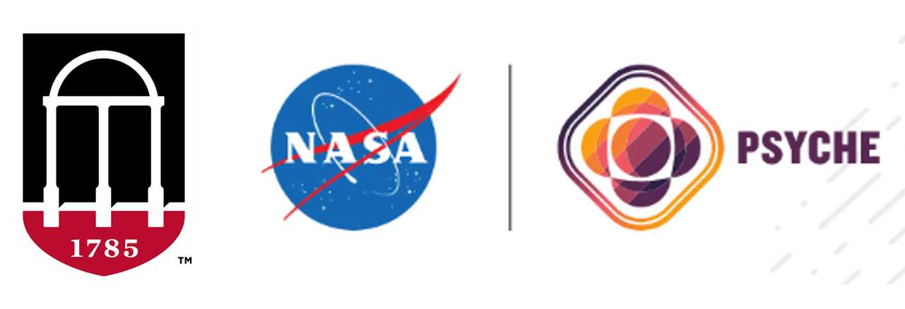 UGA, NASA, and Psyche Mission Logos